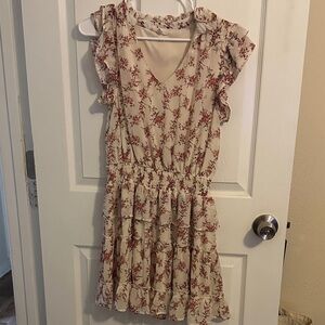 Entro Cream and Purple Floral Blouse